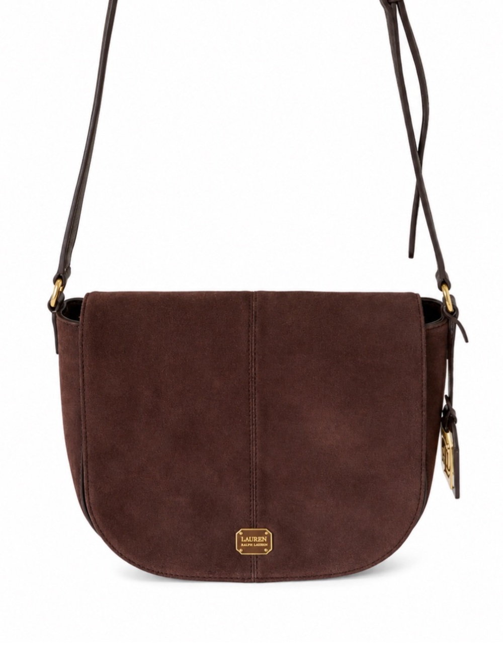 Lauren Ralph Lauren Dark Brown Suede Flap Crossbody